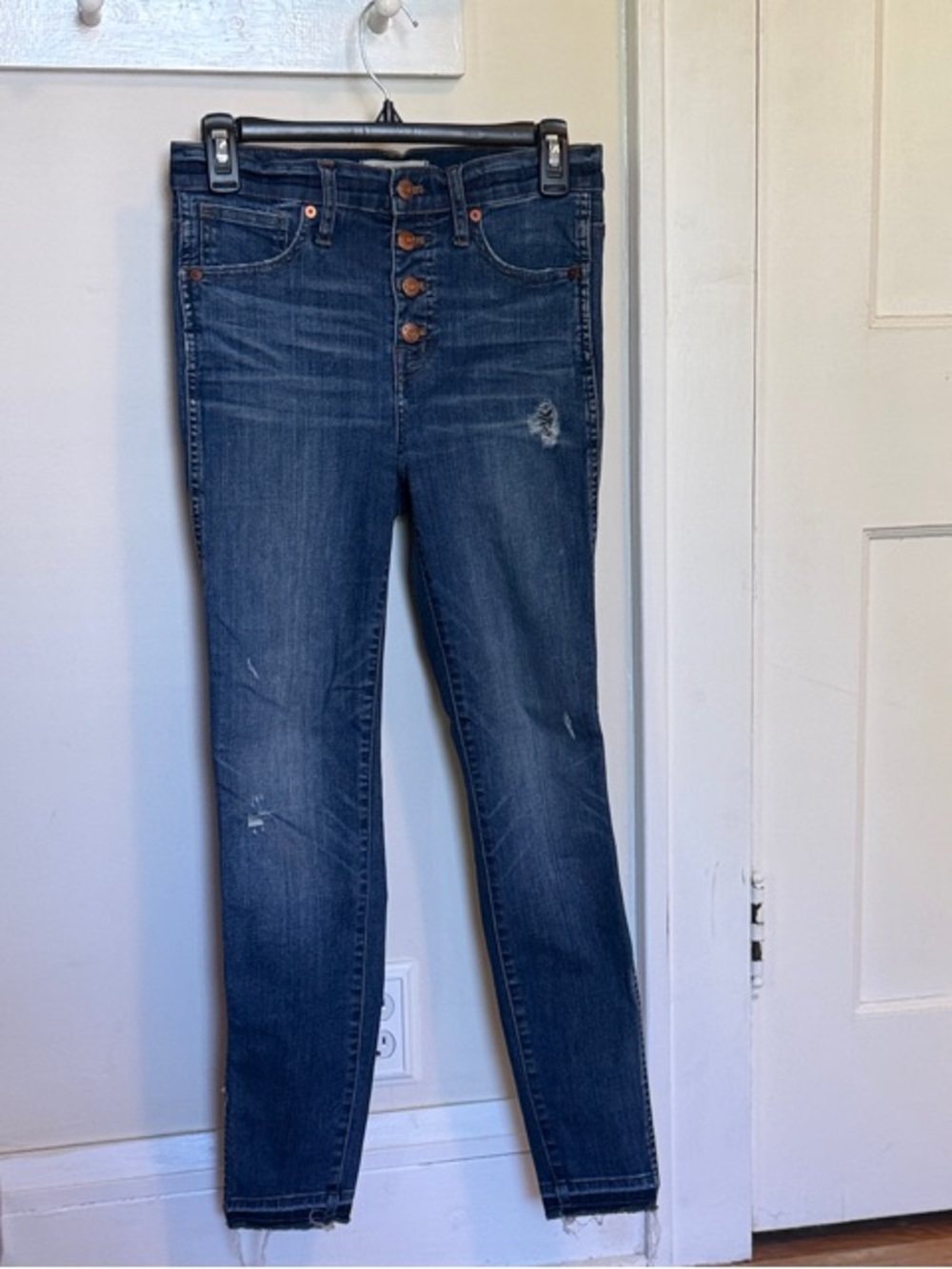 Madewell High-Rise Button-Fly Skinny Jeans - Medium Blue Wash